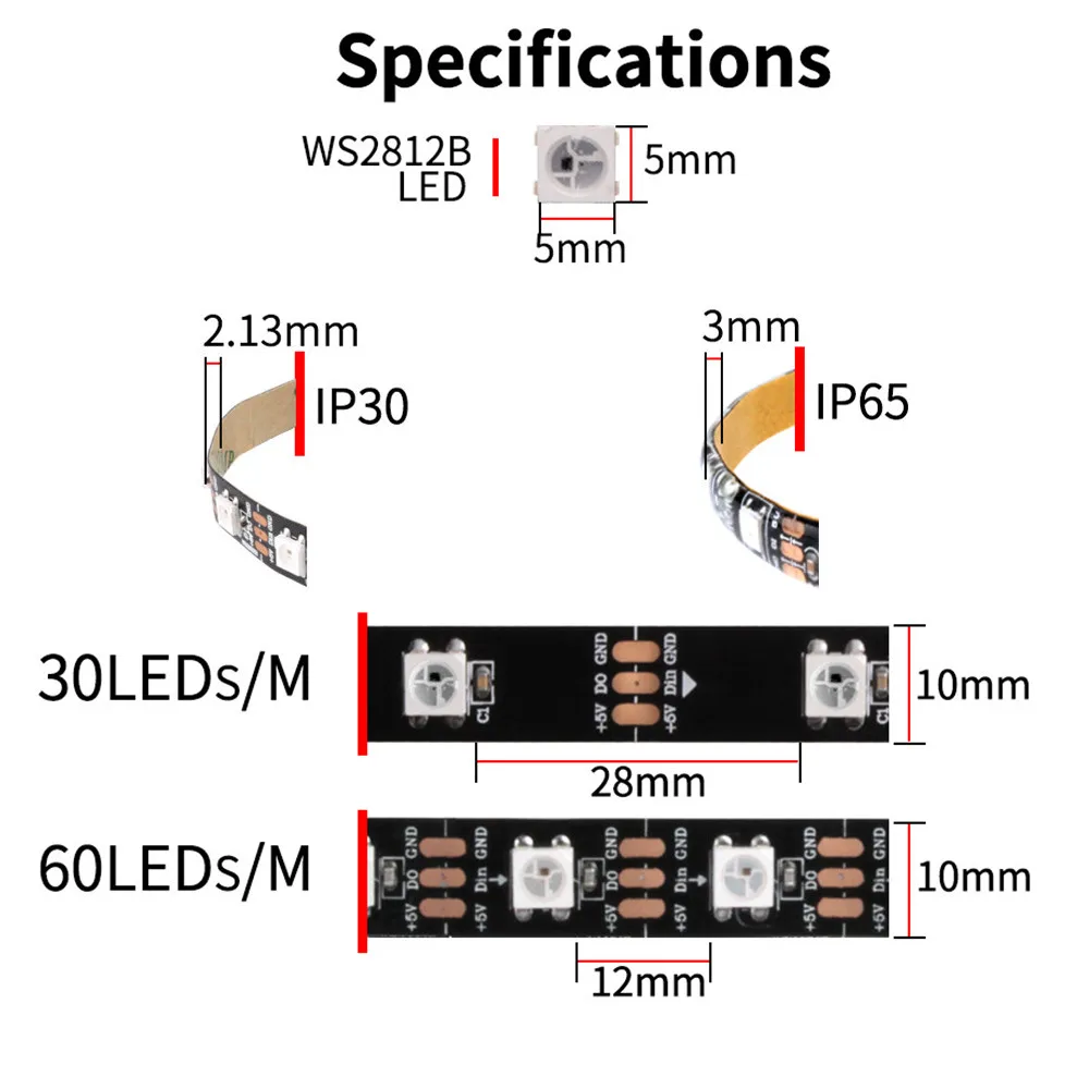 5V RGB LED Strip Light Addressable WS2812B PC Case Strip For PC Case Decor Motherboard 3 Pin Header For ASUS Aura SYNC Light