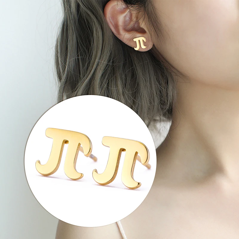 

Sipuris Fashion Mathematical Symbol Stud Earrings Stainless Steel Pie Stud Earring For Women Fashion Jewelry Gift Accessories