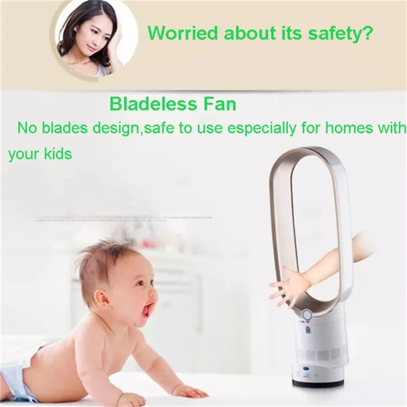 Electric Bladeless Fan Tower Fan With Remote Control 2 Hours Timing 16 Inch Floor Standing  Air Circulation Purification FS18