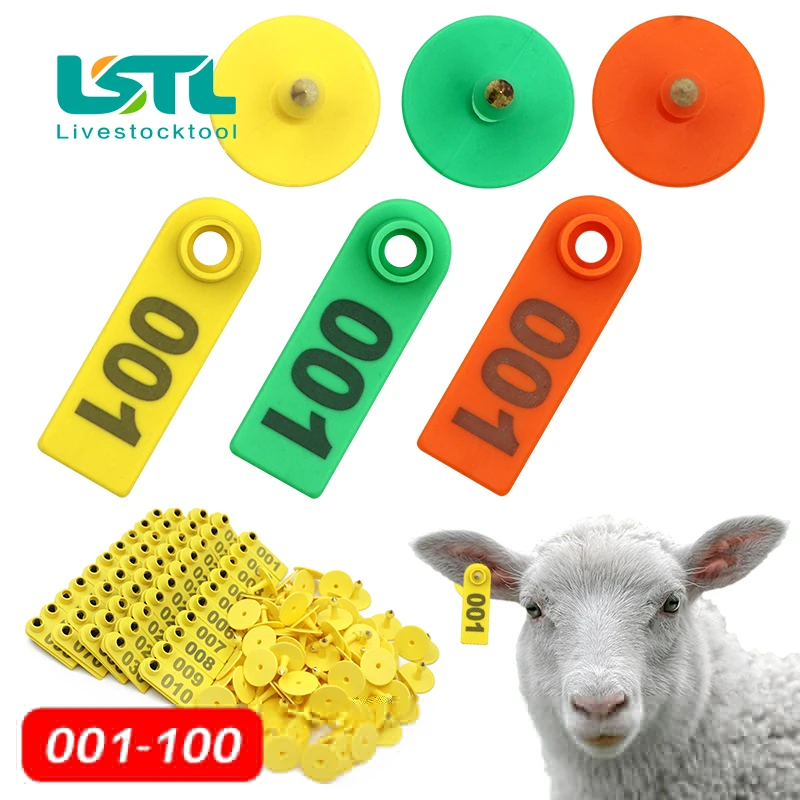 No. 1-500 Sheep Ear Tag Signs with The Word Ear Laser Typing Copper Head Earrings Farm Animal Identification Card Free Shipping