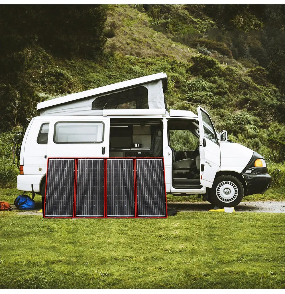 DOKIO 160W 18V Panneau Solaire Pliable Portable pour batteries 12V | avec régulateur de charge solaire (2 ports USB) sac de transport