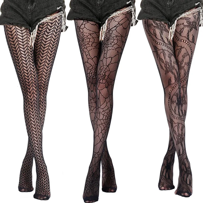 ผู้หญิงร้อนเซ็กซี่ชุดชั้นในถุงน่อง Garter Belt Fishnet Tights โปร่งใส Pantyhose ต้นขาสูงลาย Elasti เย็บปักถักร้อยถุงน...