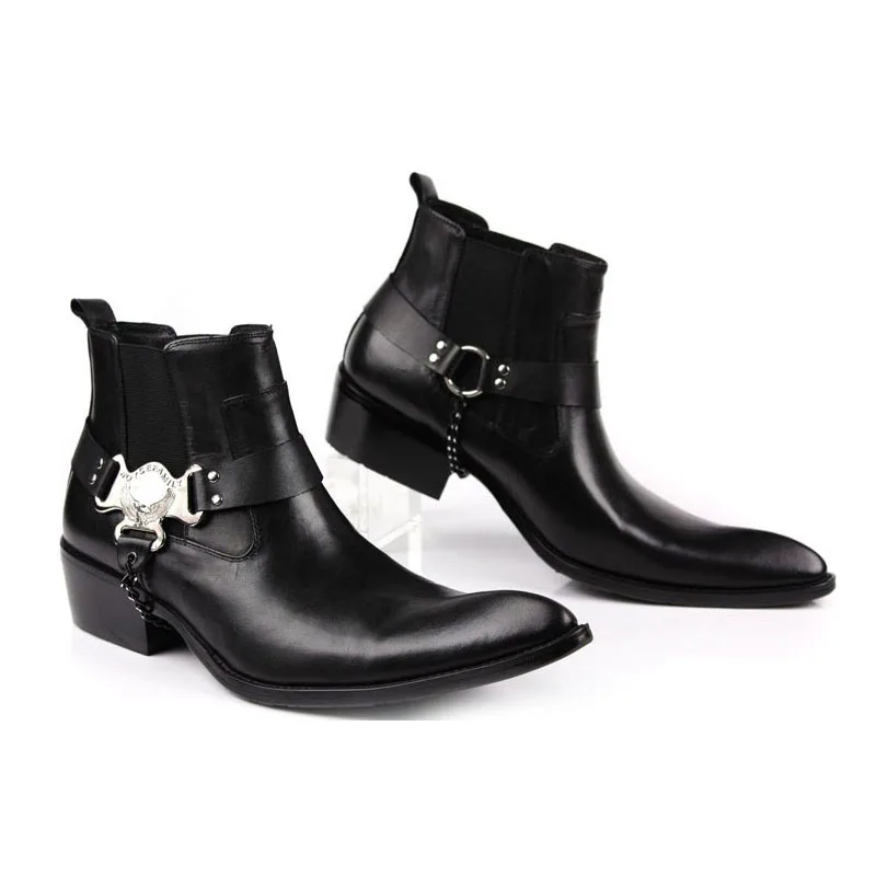 

2020 New Luxury Runway Man Handmade Brand Punk Shoes Male Designer Genuine Leather Cowboy Mens Pointed Toe Chelsea Ankle Boots