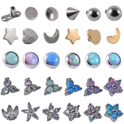 1PC Surgical Steel Opal Flower Dermal Anchor Tongue Top Head Diver Hide In Skin Beautiful Tattoo Women Piercing Body Jewelry