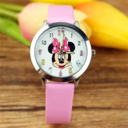 NEW Disney Minnie Mouse Kids Watch Mickey Minnie Mouse Anime Figure Watches Children Cartoon Quartz Watches for Girls Gifts Toys