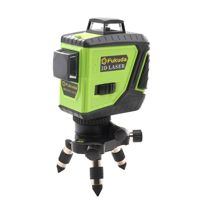 2pcs Lion-Battery Fukuda 12 Line 3D laser level 360 Vertical And Horizontal Laser Level Self-leveling 515NM Sharp Laser Level