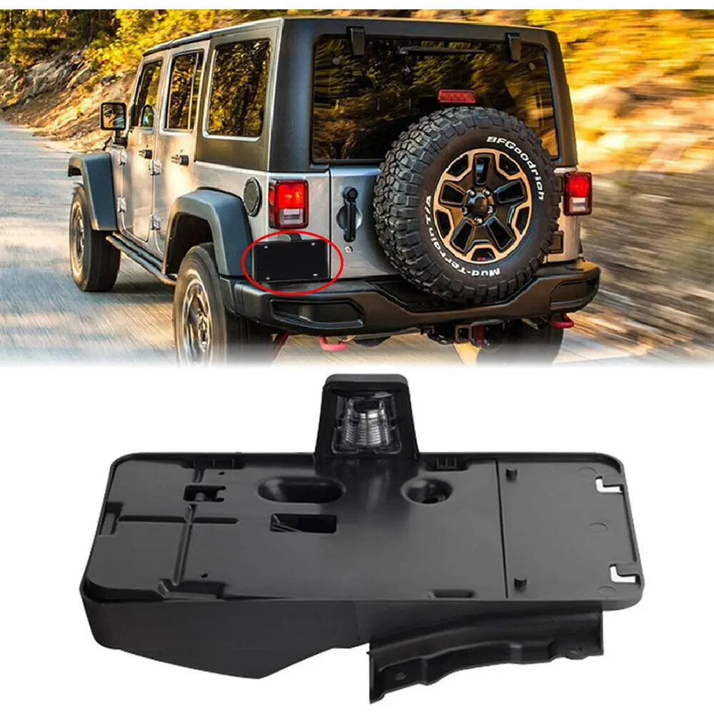 

Rear License Plate Holder for JEEP Wrangler JK JKU 2007-2017 Frames Tag Bracket Relocation Mount Black with Lamp