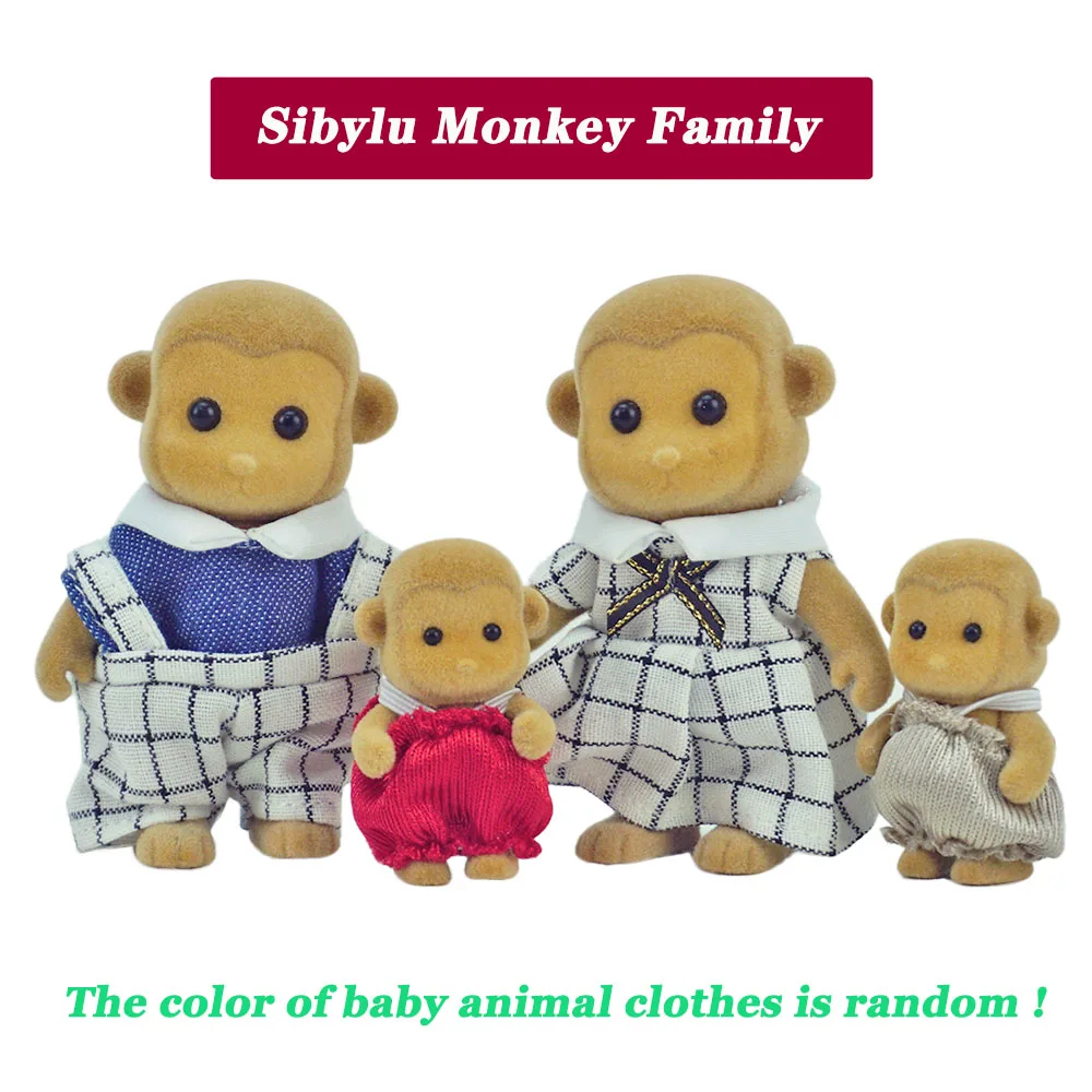 2022 Children Toys 1/12 Miniatures Furniture For Dolls Action Figure Animal Figurines Set Sibylu Monkey Family Diy Toy For Girls