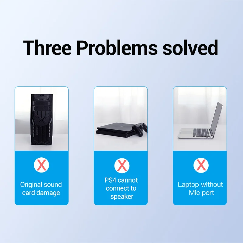 Vention USB كارت الصوت واجهة الصوت جاك خارجي 3.5 مللي متر هيئة التصنيع العسكري المتكلم محول الصوت لأجهزة الكمبيوتر المحمول PS4 PC سماعة الصوت كارت الصوت