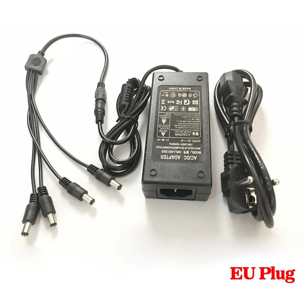 DC 12V 5A CCTV Power Adapter With 4 Splitter Cable Security Power Supply For Video Surveillance Camera DVR System