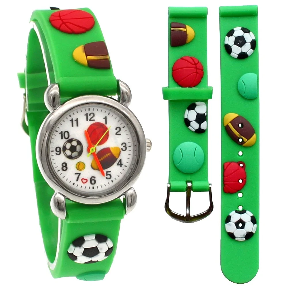 Sepak Bola Lucu Kartun Anak Menonton Girls Karet Jam Tangan Anak Anak Laki-laki Silikon Kuarsa Jam Tangan