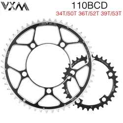 VXM rowerowa podwójna tarcza 110BCD 34T 50T 36T 52T 39T 53T rower szosowy korba jazda tarcza aluminiowa koło łańcuchowe rower składany dysk