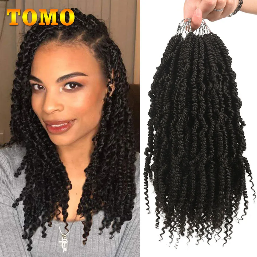 

TOMO Bomb Twist Crochet Hair 14 Inch Ombre Spring Twist Crochet Braids Pre-looped Passion Twist Braiding Hair Extensions 24Roots