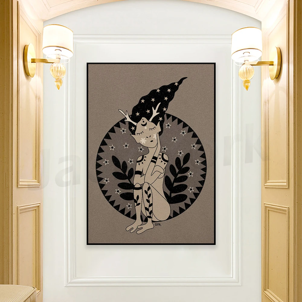 Daydreaming Print, Female Empowerment, Plant Lady, Self Love Art, Under The Stars, Happy Mail, Roommate Gift, Feminine Wall Art