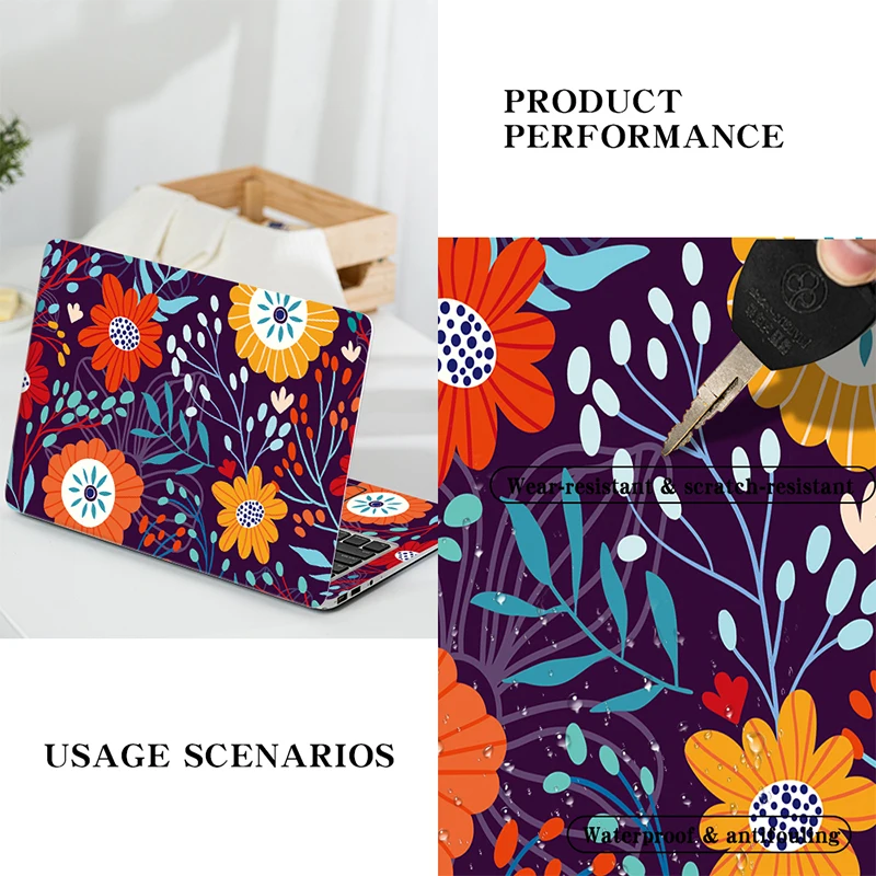 

DIY Maple Leaves Street Cover Double Sided Laptop Sticker Laptop Skin Vinyl Sticker 12/13/14/15/17-inch Laptop Decoration