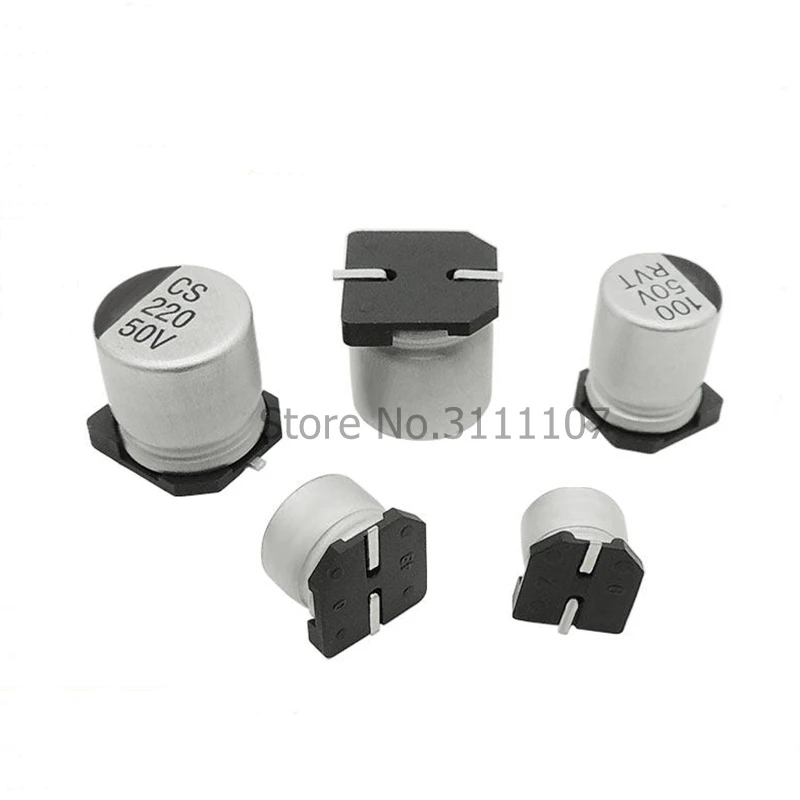 10PCS SMD 6.3V 10V 16V 25V 35V 50V Aluminum Electrolytic Capacitor 1UF 2.2UF 10UF 22UF 33UF 47UF 100UF 220UF 330UF 470UF 1000UF