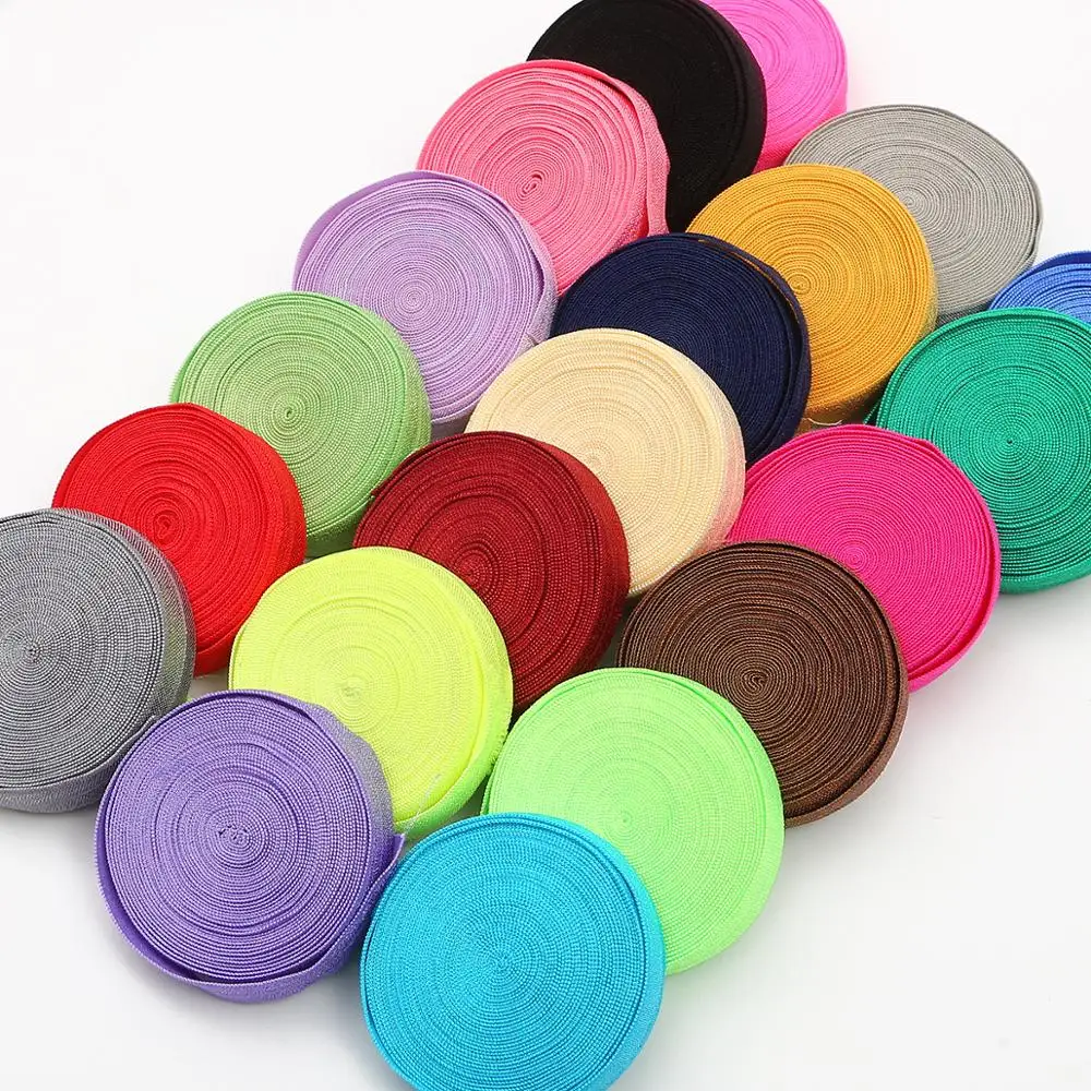 5 Yards/Roll 15mm Width Solid Colorful Elastic Ribbon Band Hair Bands Headband Dress Lace Trim DIY Garment Sewing Craft Supplies