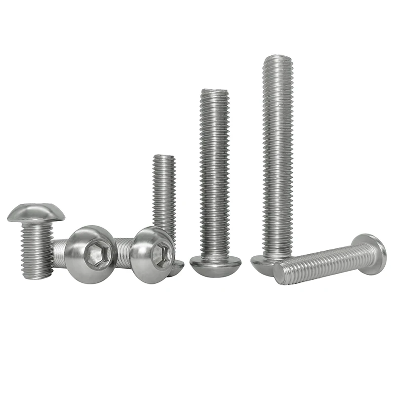 5mm 304 Stainless Steel Pan Head Hexagon Socket Screws M5 x 6 8 10 40 60 65 70 75 80 85 90 100mm Cup Head Heaxagon Socket Bolts