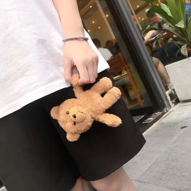 Winter Cute Plush Bear for Apple Airpods Case1 2 pro Teddy Bear Bags for Cartoon Headphones Case Box Brown Charms