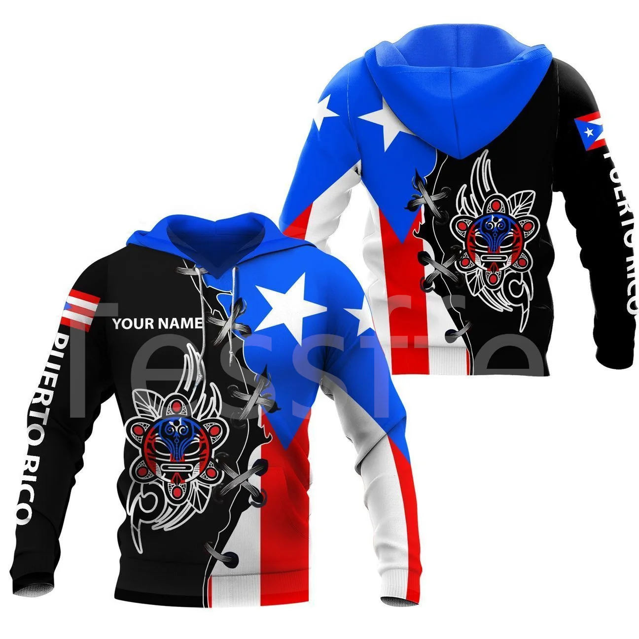 Tessffel país bandeira porto rico tatuagem emblema 3dprint homem/mulher harajuku pullover casual engraçado hoodies unissex dropshipping A-1