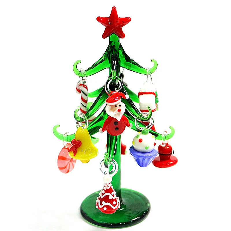 Individuelle Handarbeit Murano Glas Weihnachten Baum Figuren Ornamente Mit 12 stücke Bunte Süßigkeiten Anhänger Hause Desktop Decor Zubehör