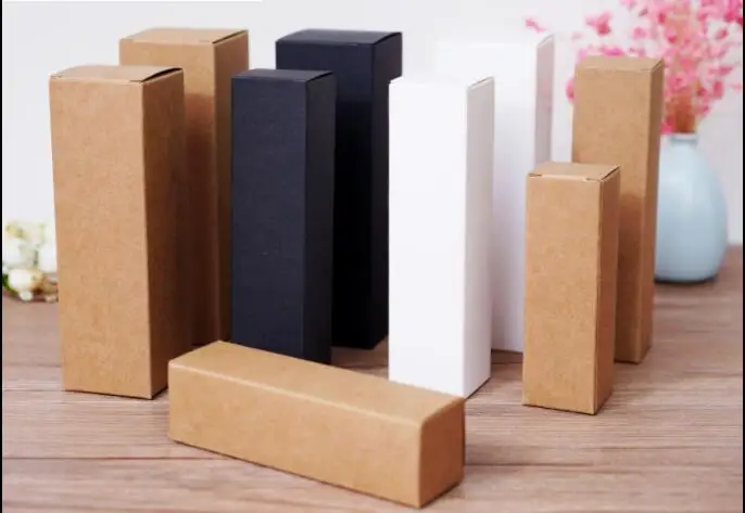 50pcs  Black White Kraft Paper Box for Lipstick Essential Oil Perfume Sprays sample party favor box