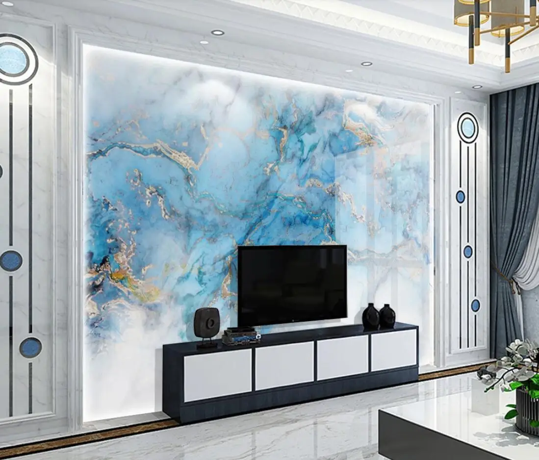 

Blue Wallpaper Photo Contact Paper HD Printed Murals Home Improvement s Decor Mural