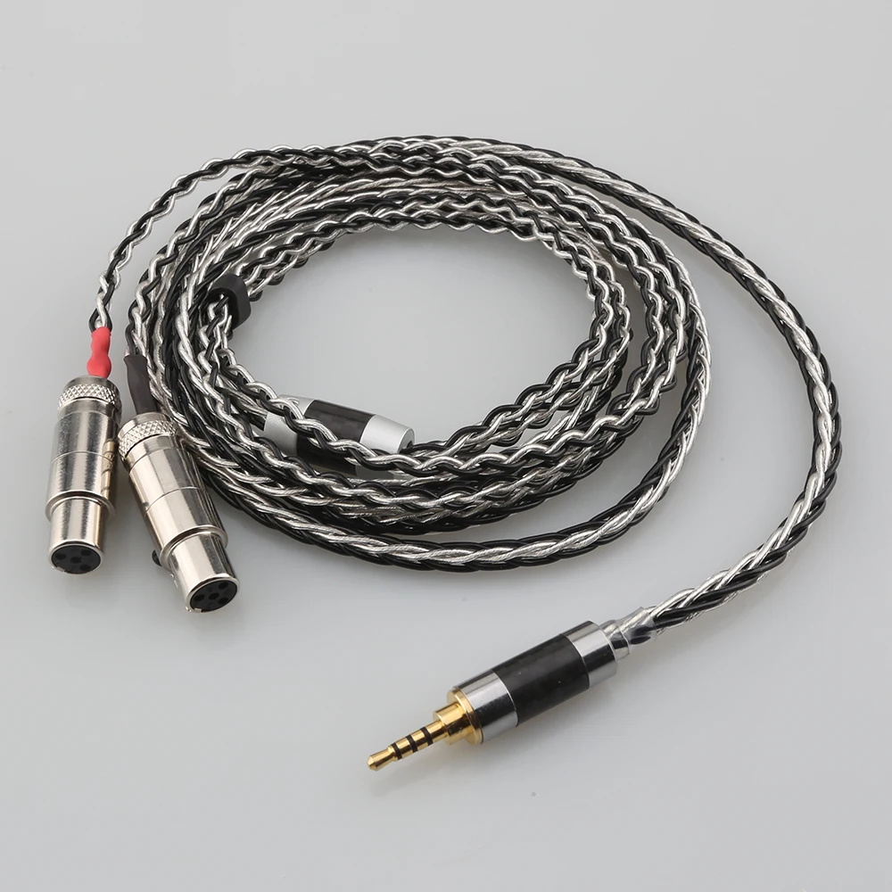 Copper Silver Plated 6.5mm XLR 4.4mm 8Cores Balanced Earphone Cable for Audeze LCD-2, LCD-3, LCD-4, LCD-X, LCD-XC Headphone