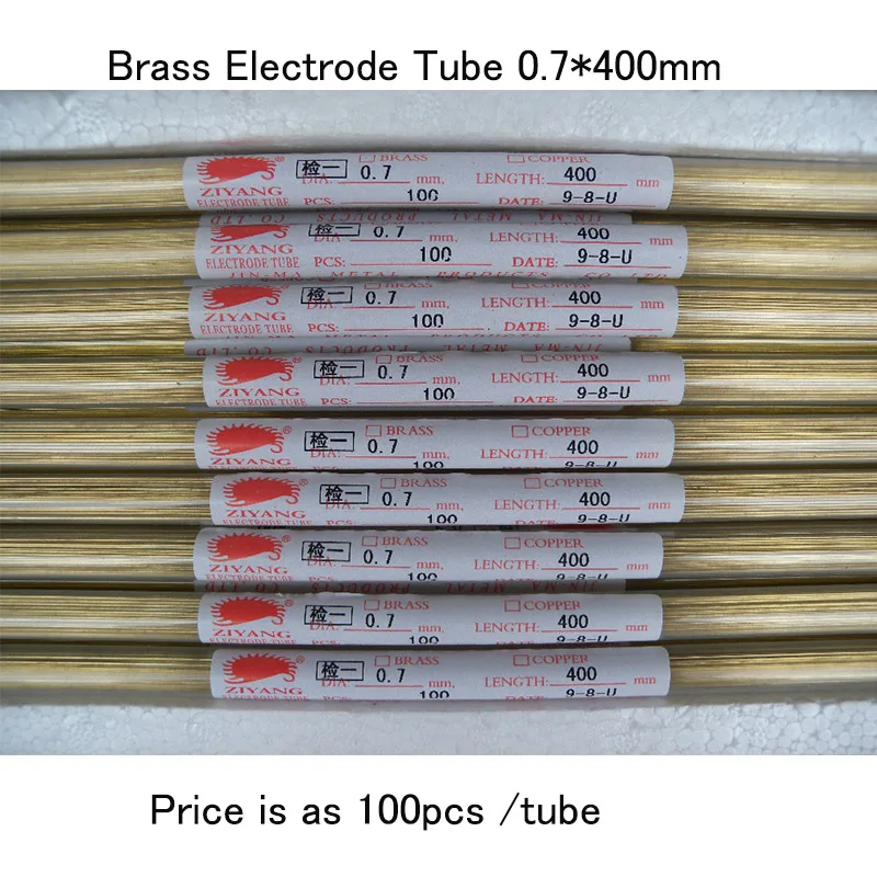 Ziyang Brass Electrode Tube Single Hole OD0.7*400mm ID0.2mm for EDM Drilling Machine