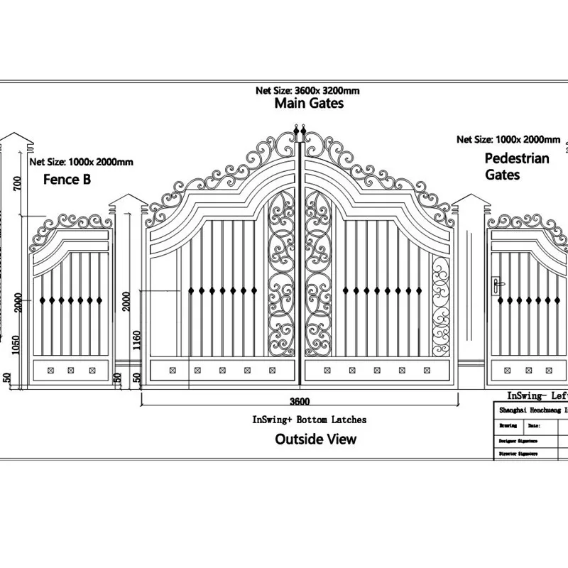 Hand Forge Custom Made Wrought Iron Home Garden Driveway Gates Design For Sale Wg3