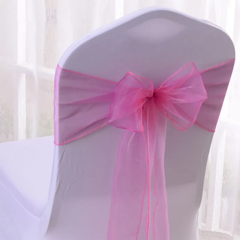 50pcs/100pcs Wedding Chair Sash Ties Crystal Organza Chair Bow Sash Knots For Party Event Banquet Decoration