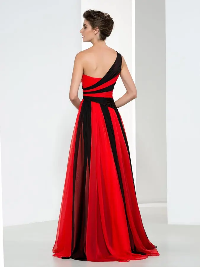 Increíble vestido de noche largo plisado de un hombro, negro/rojo, Vestidos de graduación, gran oferta, Vestidos de fiesta formales, 2024