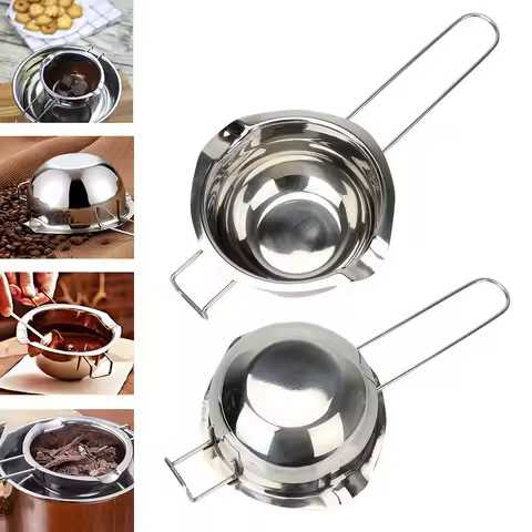 Chocolate Butter Melting Pot Pan 1PC With Butter Brush Stainless Steel Kitchen Milk Bowl Boiler Handmade Soap Tool Easy Cleaning
