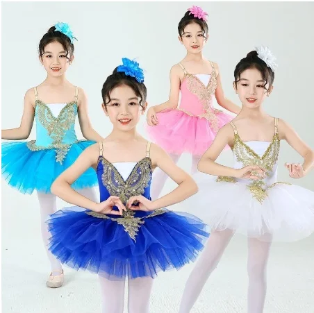 

Детское балетное платье-пачка для девочек, Тюлевое гимнастическое трико, балетное трико для девочек, балетная пачка, костюм для блинов