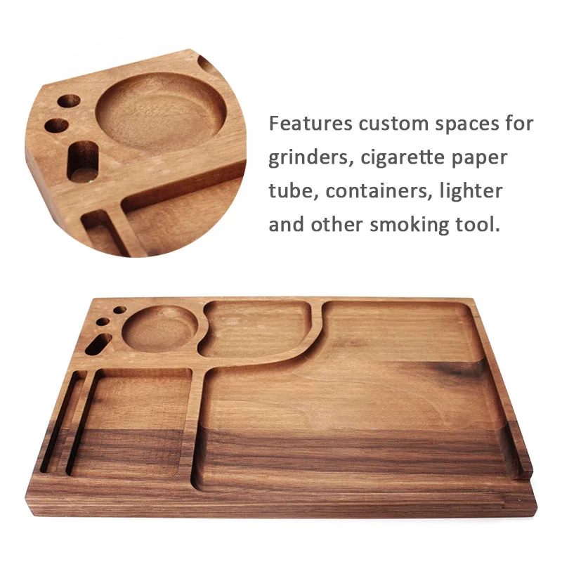 MUXIANG Tray Operation Panel Wooden Tray Rectangular Walnut Wood Smoking Accessories Storage Base