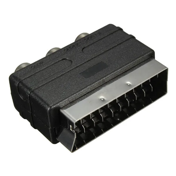 High quality 20 Pins SCART Male Plug To 3 RCA Female AV TV Audio Video Adaptor Converter IN