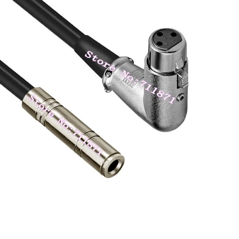 Sudut Kanan Tikungan 3 Pin XLR Meriam Perempuan 6.35 TRS Stereo Perempuan Kabel Audio Garis TRS Stereo 6.35 Meriam XLR Kabel Kawat Audio