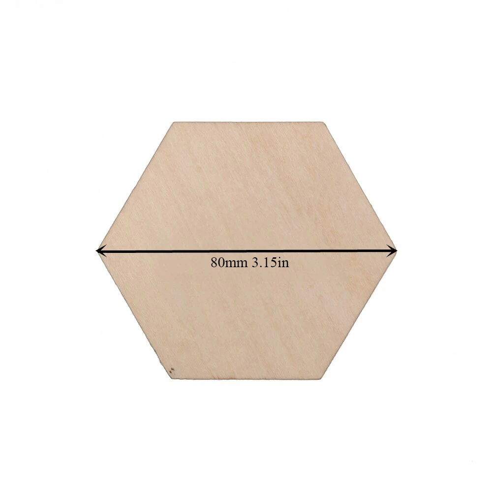 100pcs 80mm Hexagon MDF Board, Unfinished Wood Hexagon, Durable Wood Boards for Crafts, DIY Art Project, Painting