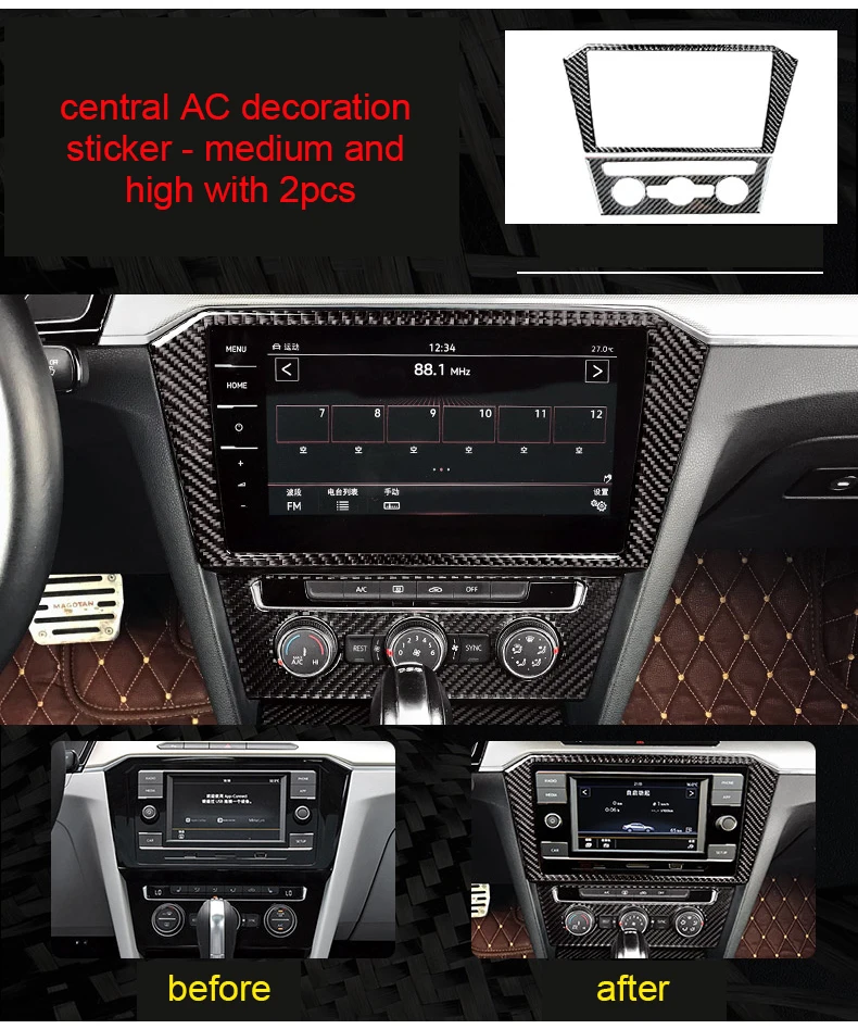 

Decoration Sticker For Volkswagen Magotan Carbon Fiber 2019 2pcs Car Interior Central Ac Cc