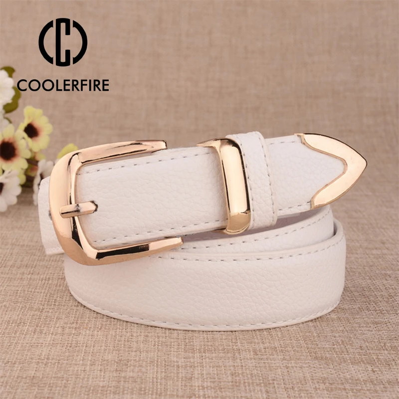 

Fashion Women Genuine Leather Belts High Quality Gold Buckle Best Matching Dress Jeans Belts for Lady LB2146