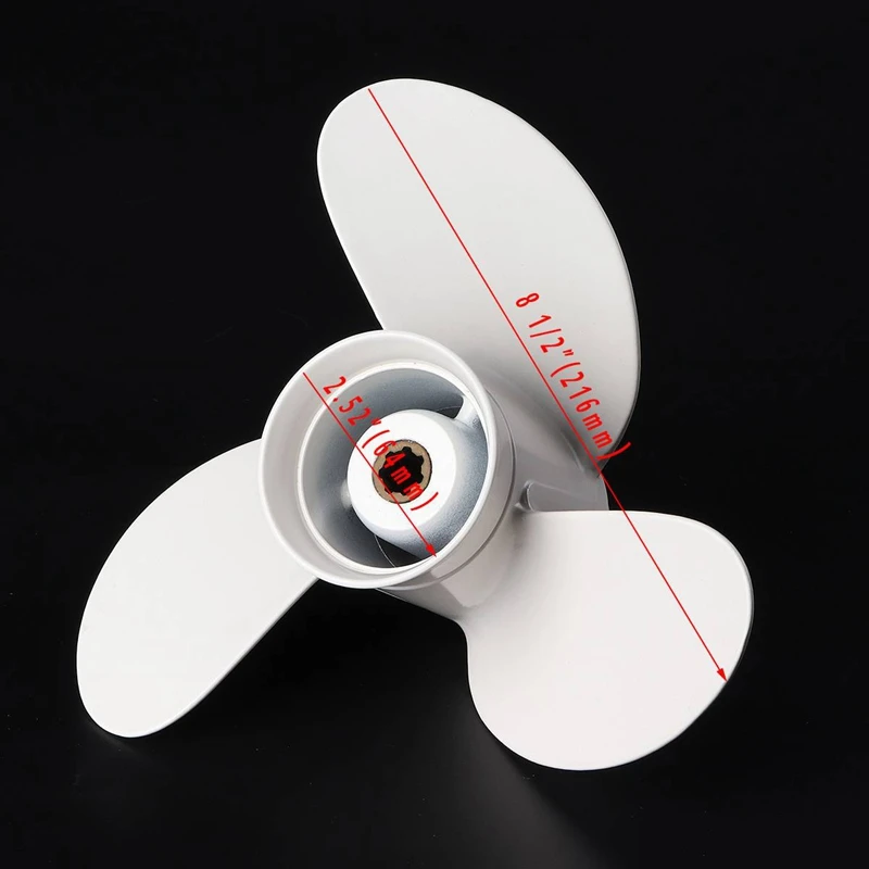 Boat Propeller 6G1-45943-00-El 8 1/2 X 7 1/2 For Yamaha Outboard Engine 6-8Hp Aluminum Alloy 3 Blades R Rotation 7 Spline Tooths