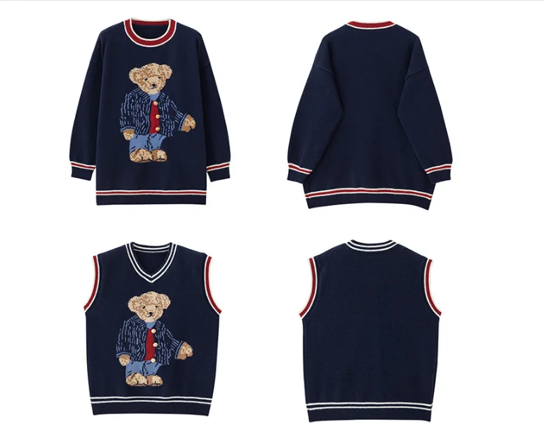 Sweater Women Autumn Wear Bear Knit Sweater Vest Jacket