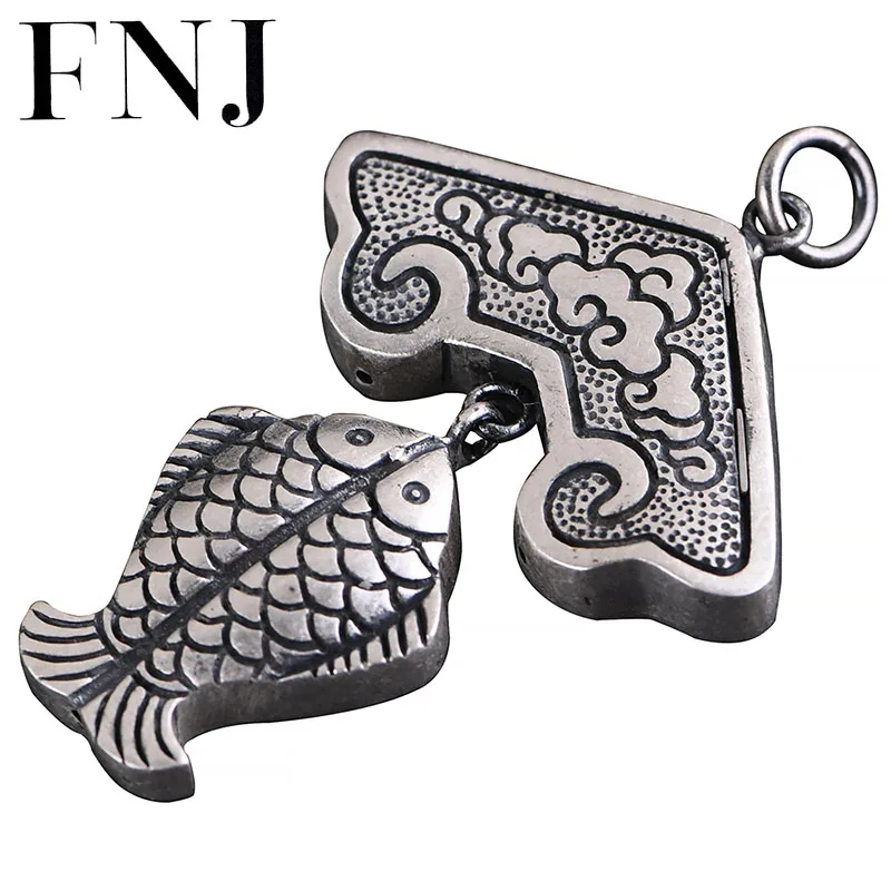 

FNJ 990 Silver Pendant for Jewelry Women Original Pure S990 Sterling Silver Pendants Lucky Fishes