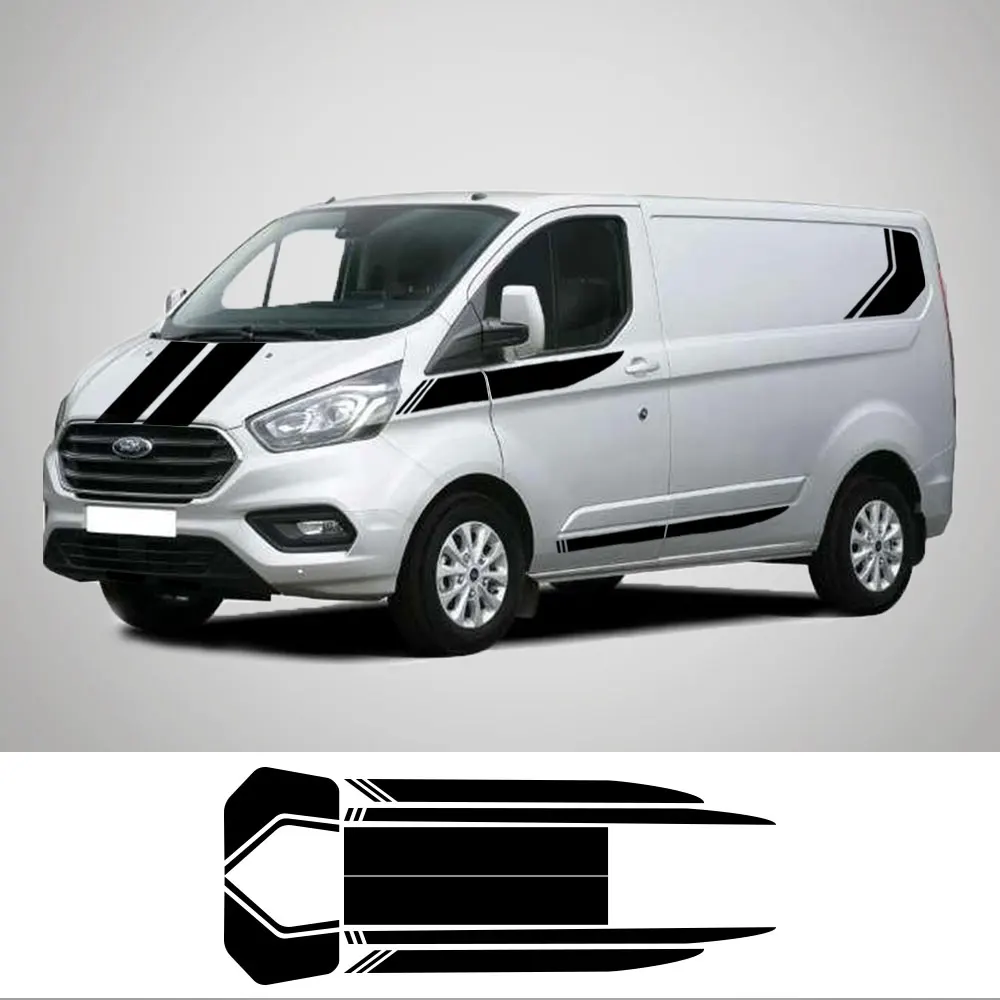 2Pcs/Lot Car Stickers For Ford Transit Tourneo Custom MK7 MK8 MK9 Sport STRIPE KIT Van Vinyl Decals Tuning Auto Accessories