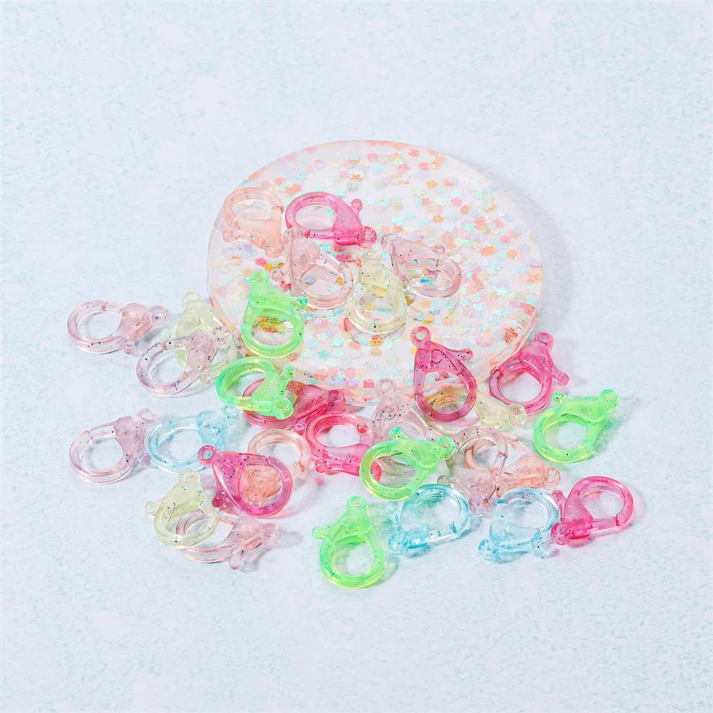 30Pcs/Lot Transparent Plastic Lobster Clasp Hook Key Chain Clips Connector For Key Chain DIY Jewelry Making Supplies Accessories