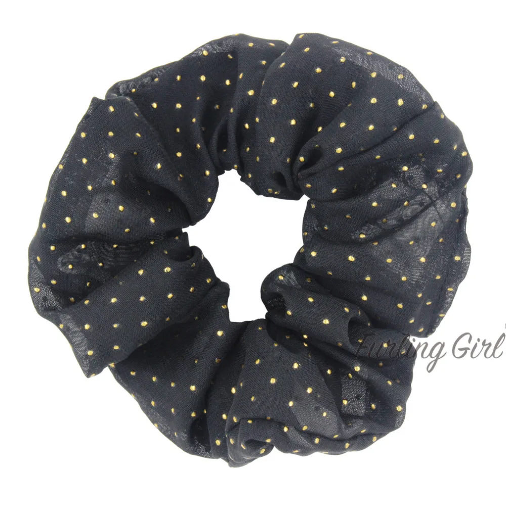 Furling Girl  1PC Summer Style Gold Stud Chiffon Scrunchies Hair Ring Hair Scrunchies Ponytail Holder Elastic Rubber Hair Tie