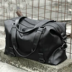 Bolso de viaje de cuero para hombre, bolsa de equipaje de gran capacidad, bolso de negocios portátil, bolso cruzado informal, bolso de viaje de hombro