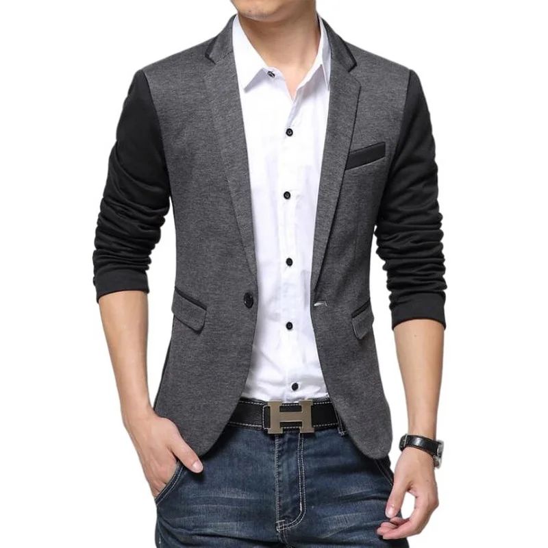 One Button Blazer for Men Fashion Men's Blazer Suit Dress Patchwork Suits For Men Blazers