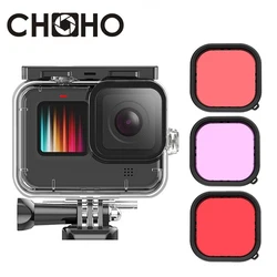 For Gopro 9 10 11 12 13 Black Accessories 45M Underwater Waterproof Case Diving Filter Red Pink Purple Filtors Dive Go Pro Hero