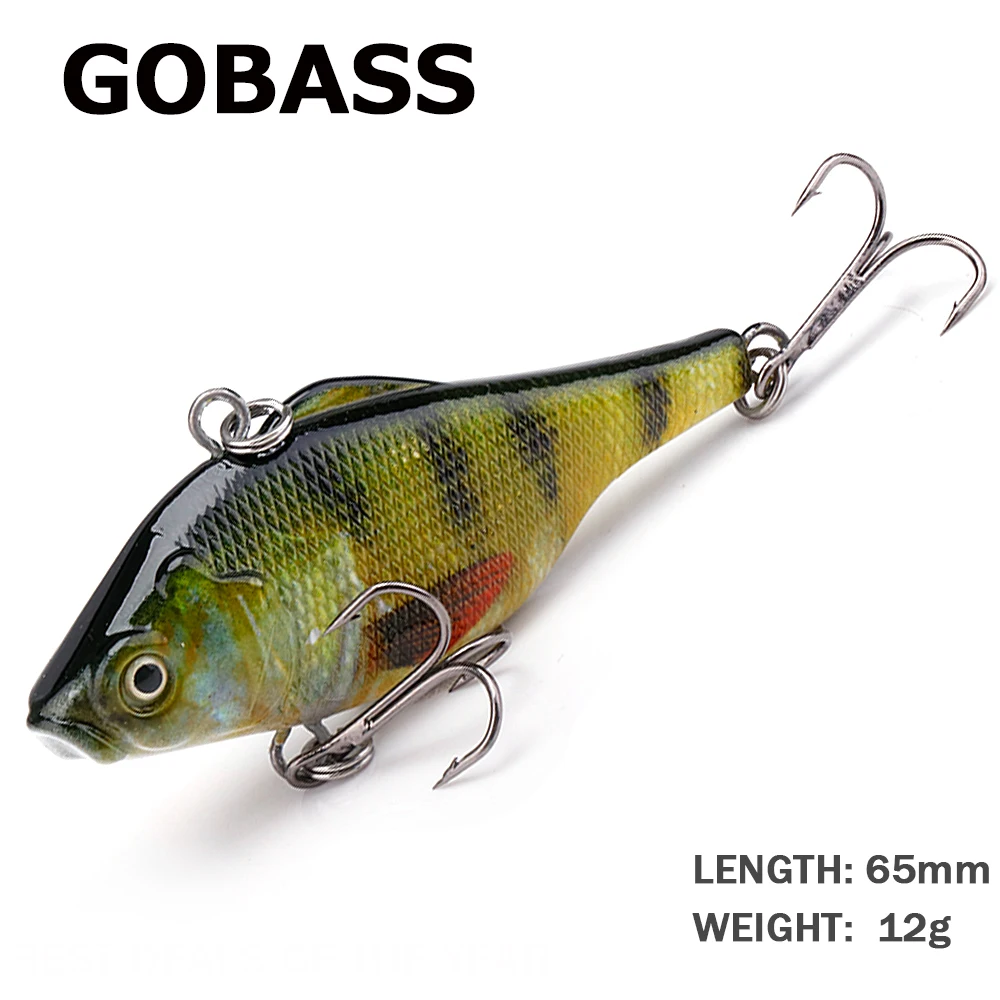 GOBASS Lipless Lure For Fishing VIB Bait Rattlins Fishing Accessories Crank Wobblers For Pike Perch 65mm 12g Jerkbait Bass Lures